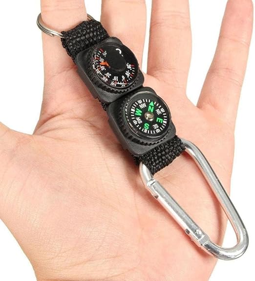 Black Carabiner Key Chain Compass Thermometer Metal Camping Outdoor Gadgets Hiking Survival to Multifunctional Mountaineering Sports Outdoor Recreation Accessories