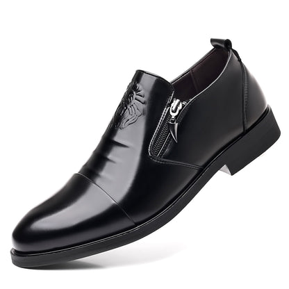 Italian Hand-embossed Zipper Leather Short Boots