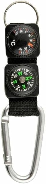 Black Carabiner Key Chain Compass Thermometer Metal Camping Outdoor Gadgets Hiking Survival to Multifunctional Mountaineering Sports Outdoor Recreation Accessories