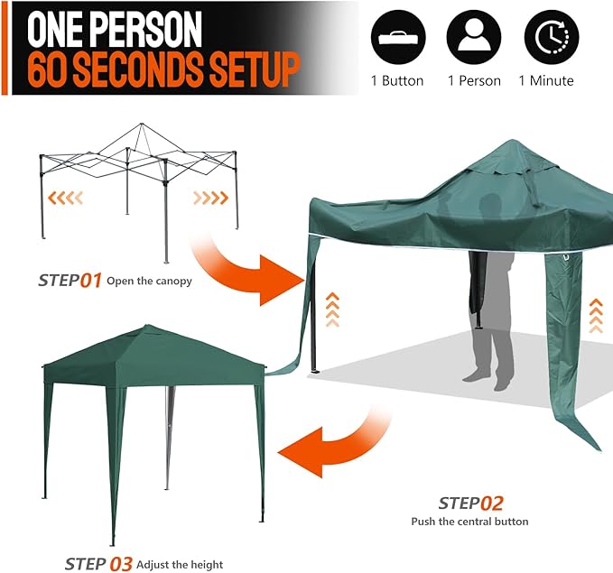 Pop Up Gazebo 3x3m Heavy Duty Outdoor Canopy Tent, Waterproof & UV Protection Folding Shelter, Portable Shade Tent for Backyard, Garden, Beach, Camping, Party & Events