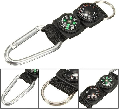 Black Carabiner Key Chain Compass Thermometer Metal Camping Outdoor Gadgets Hiking Survival to Multifunctional Mountaineering Sports Outdoor Recreation Accessories