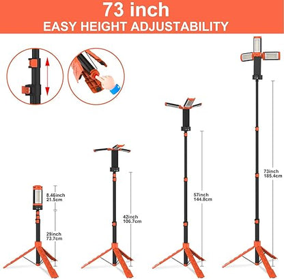 Waterproof Camping Light with Tripod, 9000mAh 3500LM USB Rechargeable LED Work Light, Portable Magnetic Lanterns & Power Bank,Dimmable 3000/4000/6500 for Garage, Hiking, Workshop, Filming, Tent