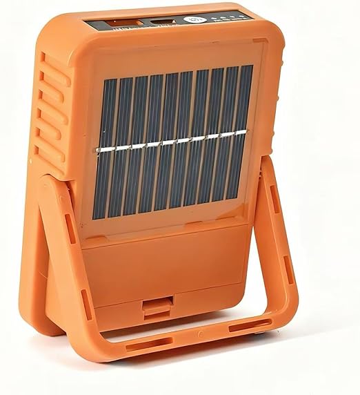 Rechargeable LED Work Light USB-C, Camping Light, Emergency Power-Cut Lighting,IP65 Waterproof, Solar Charging, 5Modes Stepless Dimming, 180° Handle with Hook— Khaki (12 * 9 * 2.5cm) [Energy Class F]