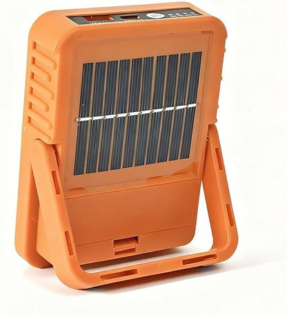 Rechargeable LED Work Light USB-C, Camping Light, Emergency Power-Cut Lighting,IP65 Waterproof, Solar Charging, 5Modes Stepless Dimming, 180° Handle with Hook— Khaki (12 * 9 * 2.5cm) [Energy Class F]