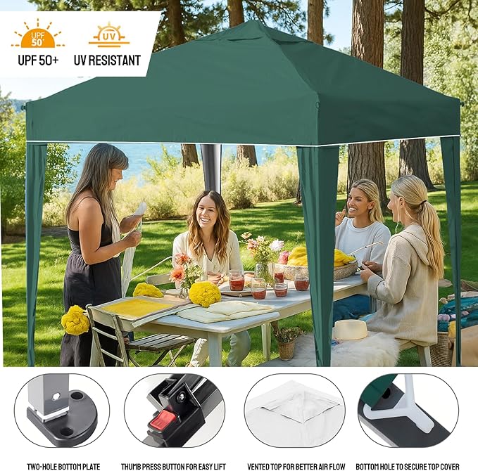 Pop Up Gazebo 3x3m Heavy Duty Outdoor Canopy Tent, Waterproof & UV Protection Folding Shelter, Portable Shade Tent for Backyard, Garden, Beach, Camping, Party & Events