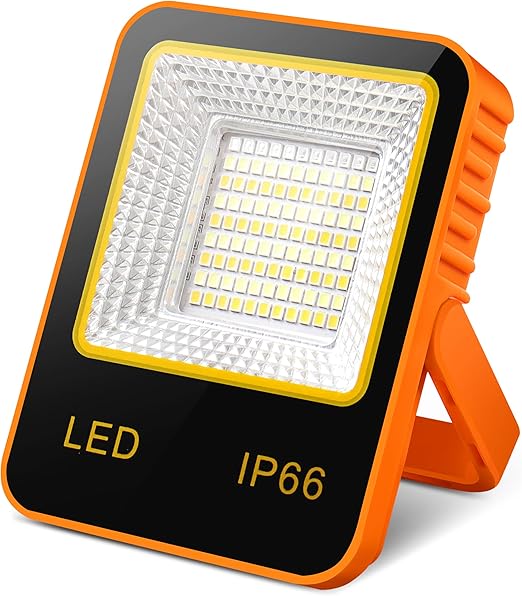 Rechargeable LED Work Light USB-C, Camping Light, Emergency Power-Cut Lighting,IP65 Waterproof, Solar Charging, 5Modes Stepless Dimming, 180° Handle with Hook— Khaki (12 * 9 * 2.5cm) [Energy Class F]