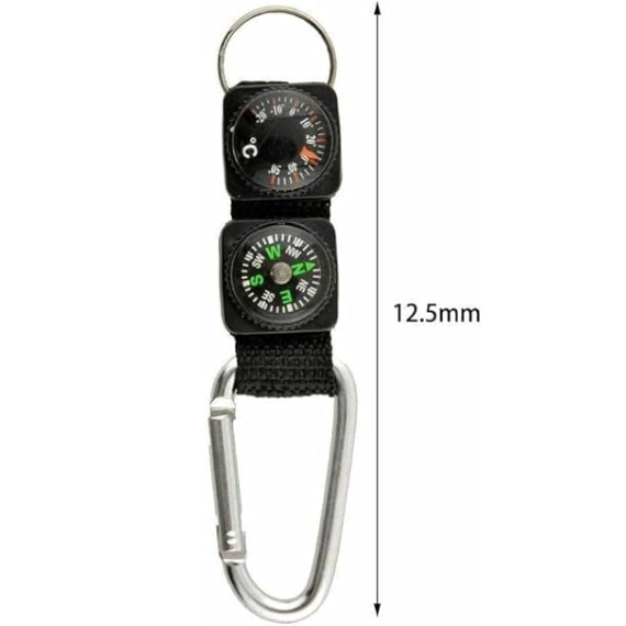 Black Carabiner Key Chain Compass Thermometer Metal Camping Outdoor Gadgets Hiking Survival to Multifunctional Mountaineering Sports Outdoor Recreation Accessories