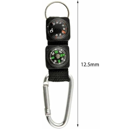 Black Carabiner Key Chain Compass Thermometer Metal Camping Outdoor Gadgets Hiking Survival to Multifunctional Mountaineering Sports Outdoor Recreation Accessories
